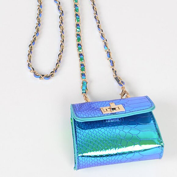 Metallic Mermaid Aqua Iridescent- Mini Crossbody Wallet On A String - NWT - Picture 5 of 7